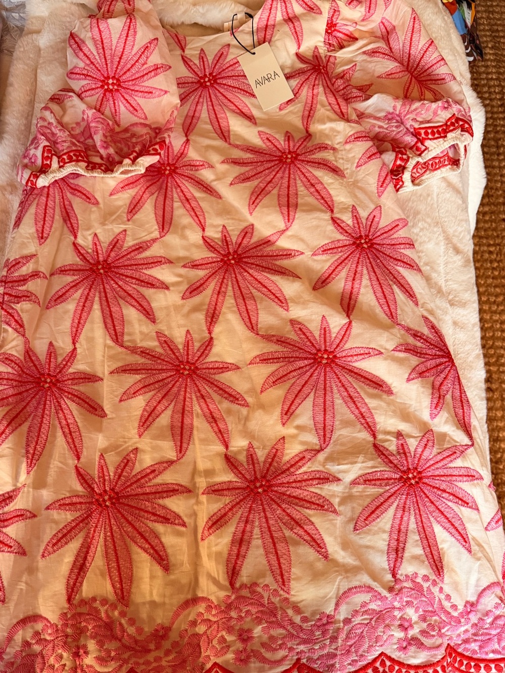 Avara Tory White Mini Dress with Pink Floral Embroidery - Picture 8 of 8